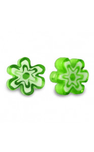 Millefiori beads flower 5-6x3mm - Spring green